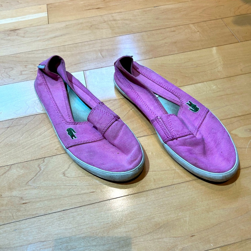 Lacoste slip-on sneaker, Pink, Size 6.5